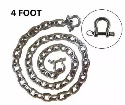 Stainless Steel 316 Anchor Chain 1/4  Or 6mm By 4' Long With Anti-Off Shackles • $28.39