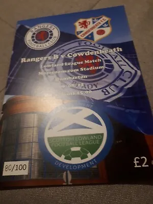 Rangers B V Cowdenbeath Programme Lowland League 6/8/22  • £1.50