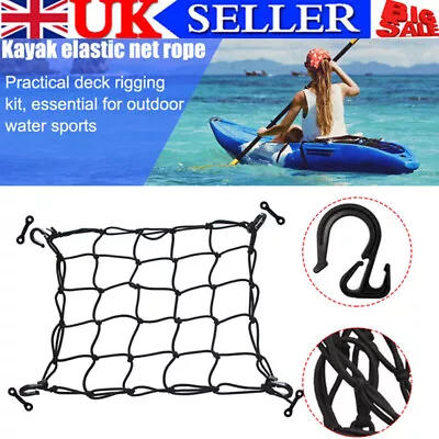 Kayak Deck Cargo Bungee Net Kit With Pad Eyes & Carabiners Kayak Accessories DIY • £12.58