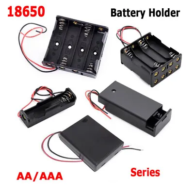 18650/AA/AAA Battery Holder 1/2/3/4/6/8x Cell Case Box With Wire Switch DIY 1PCS • £2.14