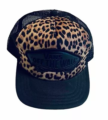 Vans Off The Wall Mesh Leopard Print Trucker Hat With Snap Back • $8.50