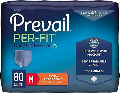 Prevail Per-Fit Adult Absorbent Underwear Men Medium Disposable #PFM-512 - CS/80 • $54.11