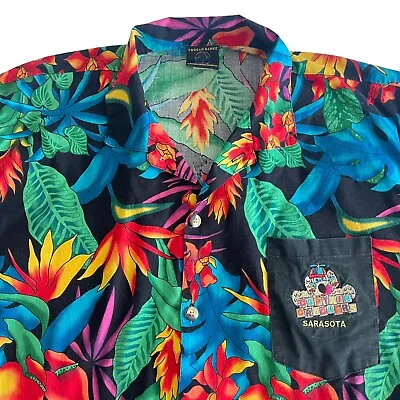 Vintage TOUCAN DANCE Fast Lane Hawaiian Shirt Tropical Bright Mens XL Pocket • $29.99