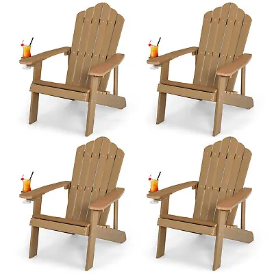 $449.49 • Buy 4 PC Patio HIPS Adirondack Chair W/Cup Holder Weather Resistant Outdoor 380 LBS