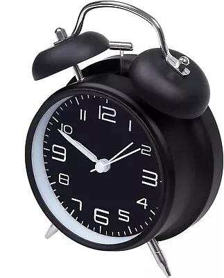 Jiemei 4” Twin Bell Alarm Clock Battery Operated Loud Mechanical Wind-Up Alarm • £9.99