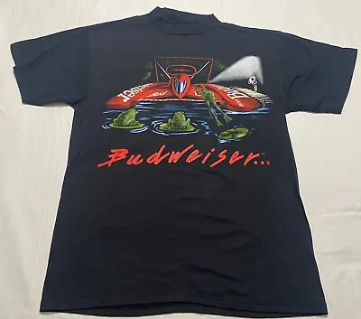 Vintage 1996 Budweiser Frogs  This Buds For You  Speedboat Shirt L Double Sided • $55