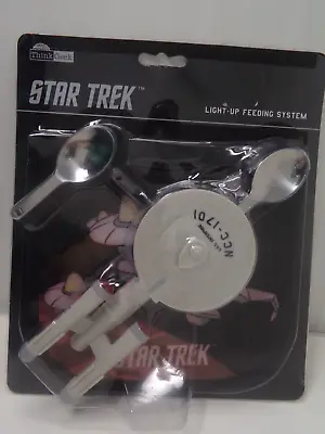 NIP-2011 Think Geek Star Trek Enterprise Light-Up Feeding System-Spoon & Bib • $23.99