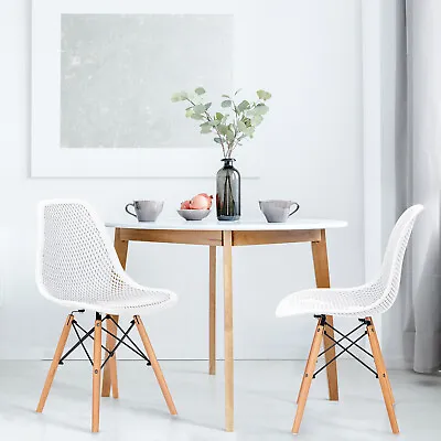 $103.95 • Buy Giantex 2 PCS Dining Chairs Modern Mesh Seat DSW Chairs W/ Beech Wood Legs Cafe