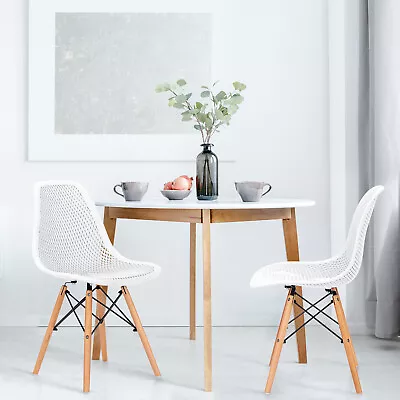 Giantex 2 PCS Dining Chairs Modern Mesh Seat DSW Chairs W/ Beech Wood Legs Cafe • $79.95