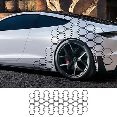 Car Camouflage Kit Hexagon Honeycomb Side Stickers Decals Decoration Black • $13.73