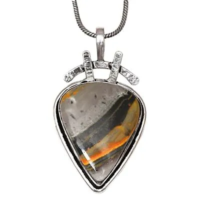 Necklace Bumble Bee Jasper Gemstone Handmade 925 Silver Jewelry 2  • $5.64