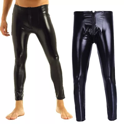 Mens Skinny Pants Wetlook Leather Trousers Slim Fit Legging Night Party Clubwear • $13.36