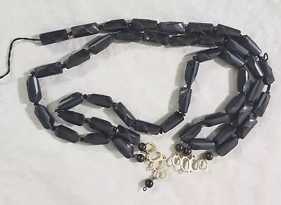 Antique Whitby Carved Jet Bead Necklace Victorian Edwardian Loose Beads Parts • $75