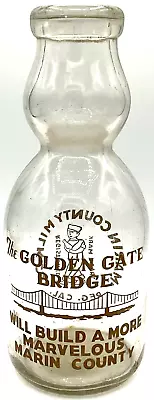 Marin County Milk Cream Top Milk Bottle Pyro Glaze Golden Gate Bridge BDD Pyro • $149.95