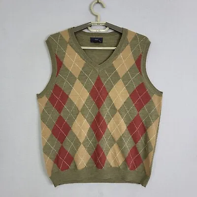 Brooks Brothers 100% Extra Fine Merino Wool Sweater Vest Womens Green XL Argyle • $24.88