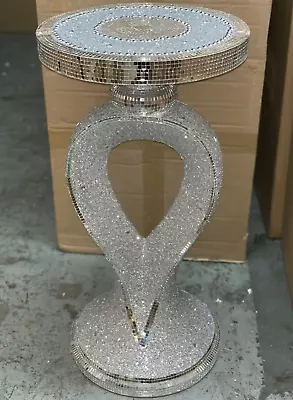 £69.99 • Buy Silver Venetian Mirrored Table Modern Flower Stand Bed Side Lamp Romany Mosaic✨