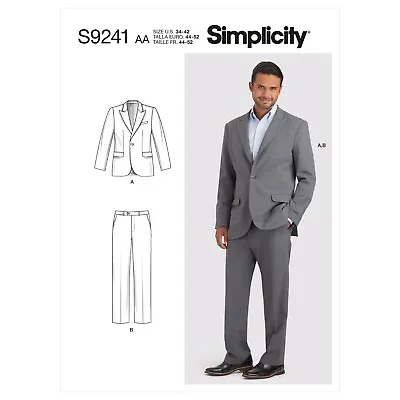 SIMPLICITY 9241 MEN'S FITTED SUIT Sewing Pattern Sizes 34-42 & 44-52 • £13.49
