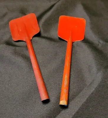 Pair Of Vtg Childs Metal Tin Toy Shovels Red & Blue And Red & Green • $8