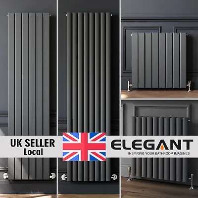 Anthracite Vertical Horizontal Radiator Flat Panel Oval Column Grey Heating Rads • £77.99