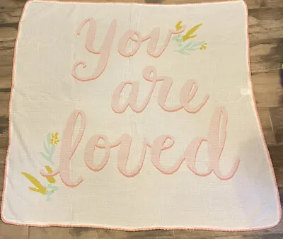 Cloud Island Muslin Blanket White Pink Ball Edge You Are Loved  Cotton 48 Inches • $8.58