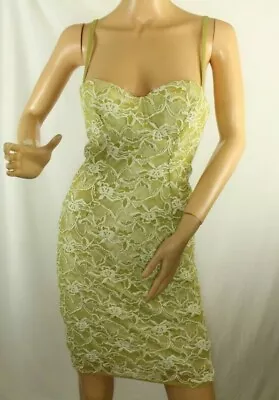 Claudio Milano Women's Green Lace Dress Size M Built In Bra Cups Size 36C $270 • $49.99