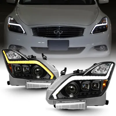 Black LED Switchback Headlights W/ Sequential Signal For 2008-2015 G37 Q60 Coupe • $389.99