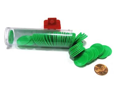 Set Of 50 7/8  Easy Stacking Plastic Mini Playing Poker Chips - Green • $7.28