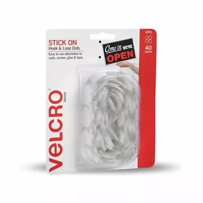 VELCRO Brand 22mm White Stick On Hook And Loop Dots - 40 Pack • $23.35