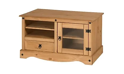 £85.99 • Buy Corona TV Unit Entertainment Cabinet Stand Glass Door Pine By Mercers Furniture®