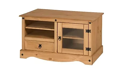 Corona TV Unit Entertainment Cabinet Stand Glass Door Pine By Mercers Furniture® • £88.90