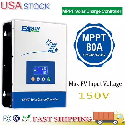 80A 100A MPPT Solar Panel Regulator Charge Controller Auto Focus 12v 24V 48V • $129.99