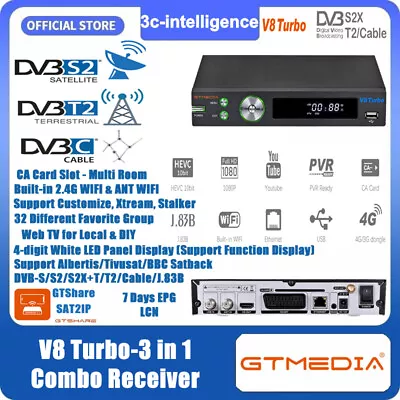 DVB-S2X/T2/ATSC J.83B Combo Tuner TV Box FTA Satellite Receiver HD Decoder H.265 • $42.99