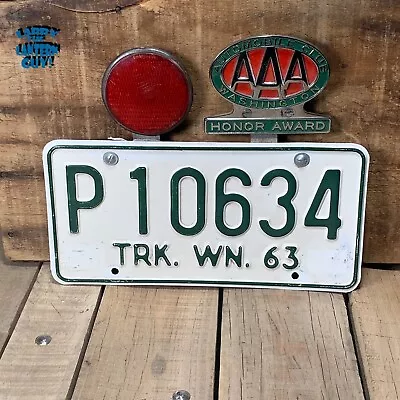 Vintage 63 Truck Plate & AAA Automobile Club Washington Badge Schwinn Reflector • $95