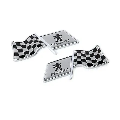 2Pcs Chequered Flag Aluminum Alloy Car Sticker Badge Emblems Fit For Peugeot • $27.64