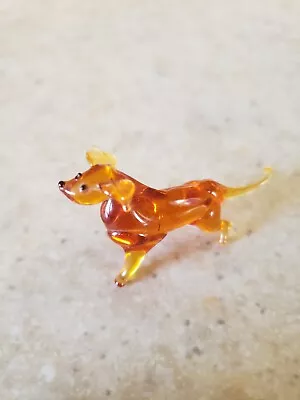 Miniature Dog  Labrador Retriever  Art Glass Brown Vintage Hand Blown   • $12