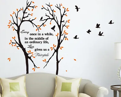 Large Tree Love Heart & Birds With Quotes Wall Art Tree Sticker HIGH QUALITY • £17.09