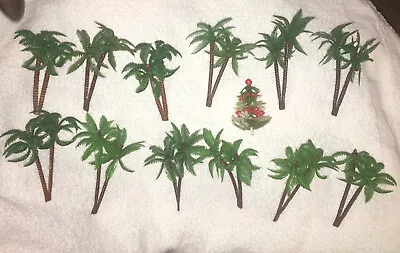 Lot 13 Vintage Plastic Tree Cake Decorations Toppers 12 Palm + 1 Christmas Tree • $4.99