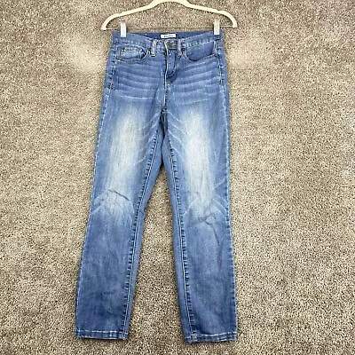 Mudd Ankle Straight Jeans Juniors Size 3 Blue Faded Whisker Medium Wash Mid Rise • $11.37