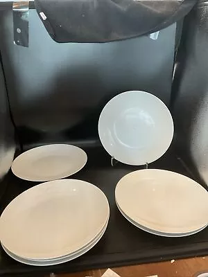 Mikasa Cheers White 11 In Dinner Plates Set Of 7 Stripesdots  Sunbeam • $60