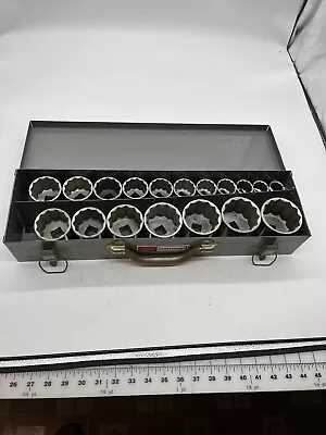 Vintage Craftsman V-Series 3/4  Drive 18 Pc Socket Set W/ Metal Box BIG SIZES! • $190