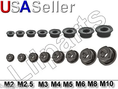 Black Oxide Hex Head Serrated Flange Nuts Metric M3 M4 M5 M6 M8 M10 • $7.99