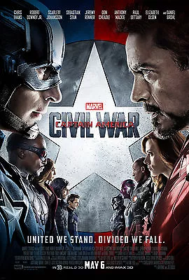 Captain America Civil War Movie Poster Film A4 A3 Art Print Cinema Text • £5.99