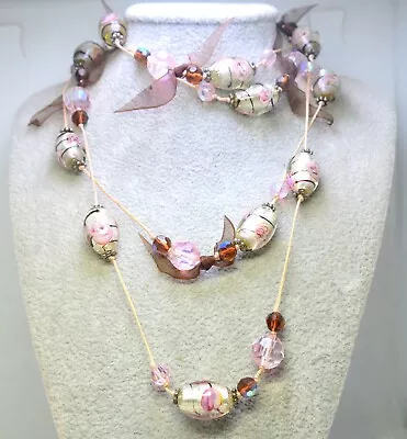 Vtg Italy Murano Glass Italian Ladies Jewelry Long Necklace • $7.99