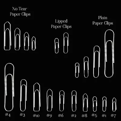 Steel Small Large Giant Paper Clips Silver Metal Coloured 10 Types & Sizes • £2.35