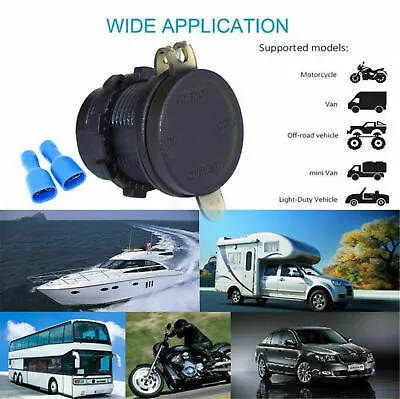 LED ATV Motorcycle USB Fast Charger Amp Volt Meter Voltage Waterproof 12/24V I • $9.89