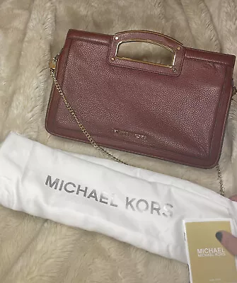 MICHAEL Michael Kors Berkley Legacy Leather Clutch BRANDY! ORIGINALLY $198 • $82