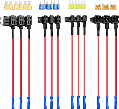 12 Pack 12V Car Add-A-Circuit Fuse Tap Standard Mini Micro2 And Low Profile Fuse • $15.51