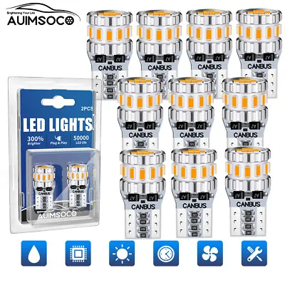10pcs T10 168 194 LED License Plate Light Bulb Interior Vanity Lamp Amber Yellow • $49.99