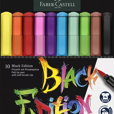 FABER-CASTELL Black Edition Brush Pen - Box Of 10 - NEW • $22.92