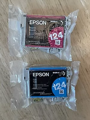 Epson 124 Cyan Magenta Ink Dura Bright Ultra Cartridges Genuine No Box Lot Of 2 • $12.99